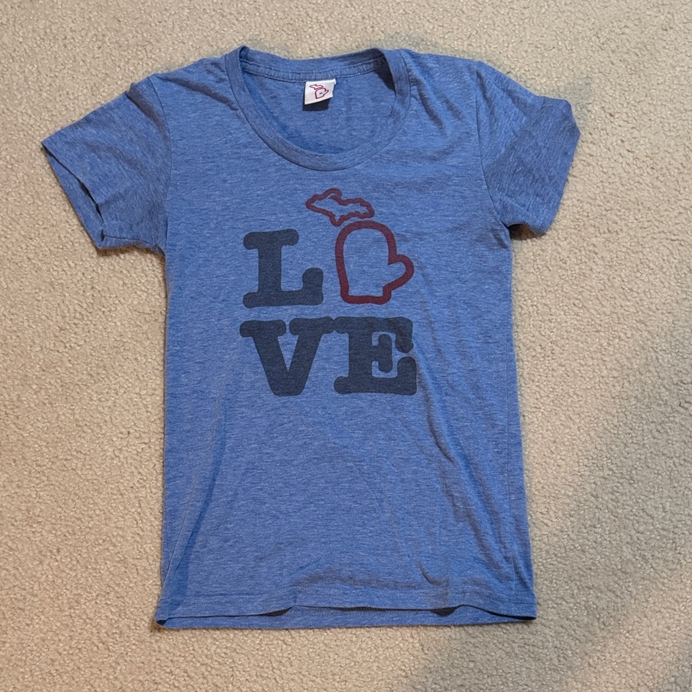 Blue Graphic Mitten Michigan T-Shirt